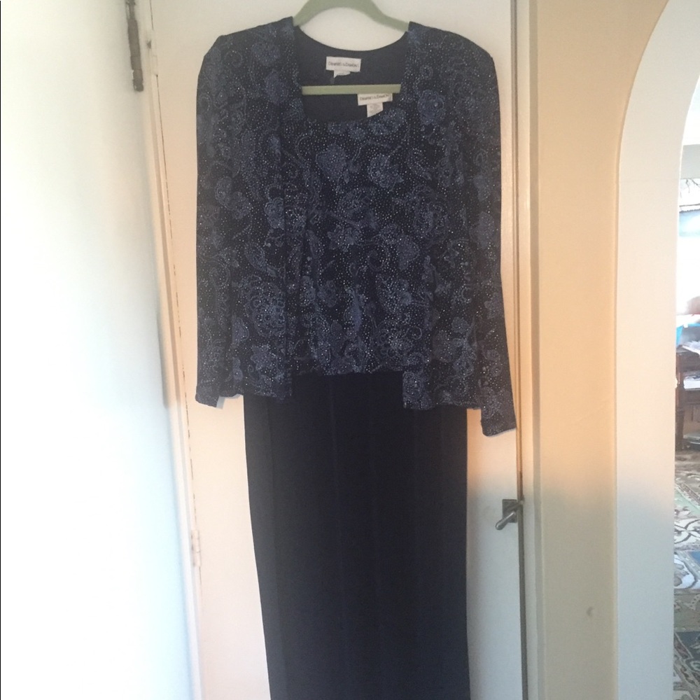 2pc Evening Dress Blue Metallic - sz12 Mother of the Bride or Groom
